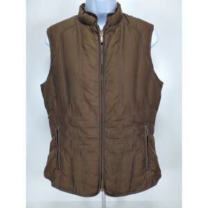 Eddie Bauer Goose‎ Down Vest Womens M Brown Warm Insulated Quilted